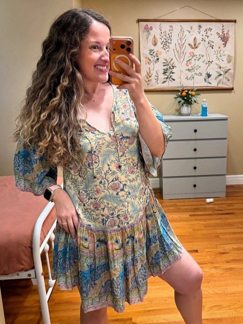Spell & The Gypsy Collective Oasis Floral Mini Dress in Blue & Yellow Size Small